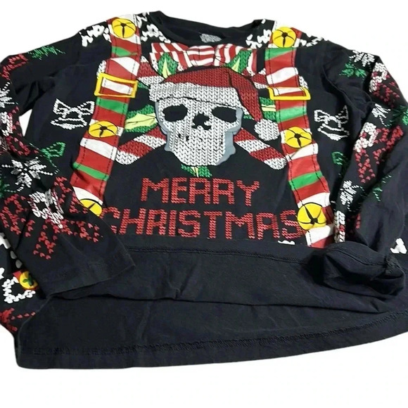 Ugly Xmas sweater Long sleeve tee shirt. skull,grunge,party,holidays,EC - Picture 10 of 10